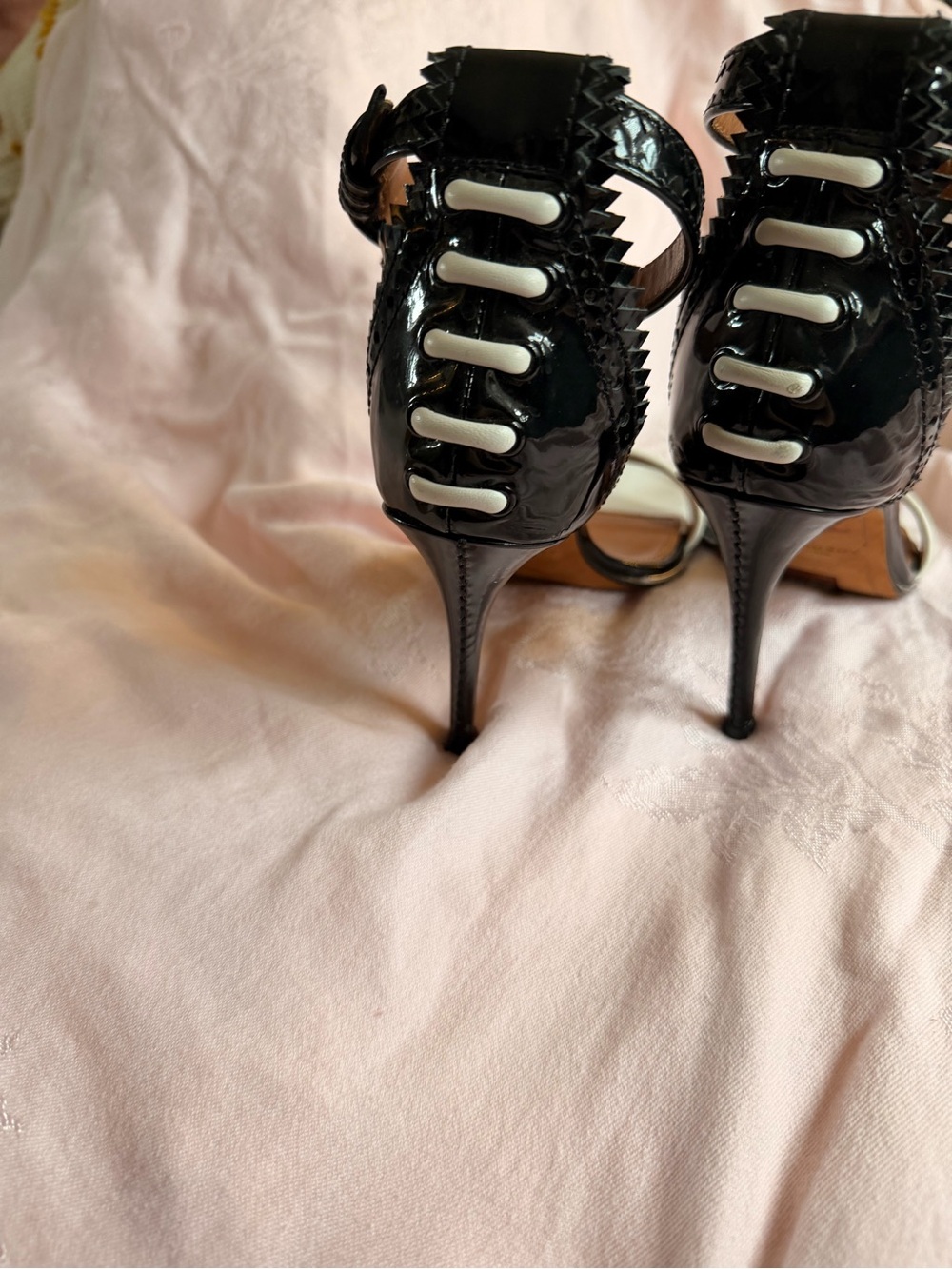 Givenchy Nadia Two-Tone Ankle Strap High Heel Sandals - Cream and Black - Picture 3 of 7